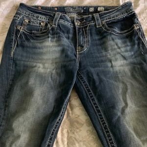 Miss Me Jeans Contrasting light and dark denims